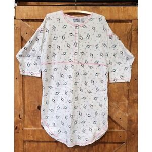 Vintage Penguin Ladies PJs Medium Night Shirt ZZWear 100% Cotton Warm Sleepwear